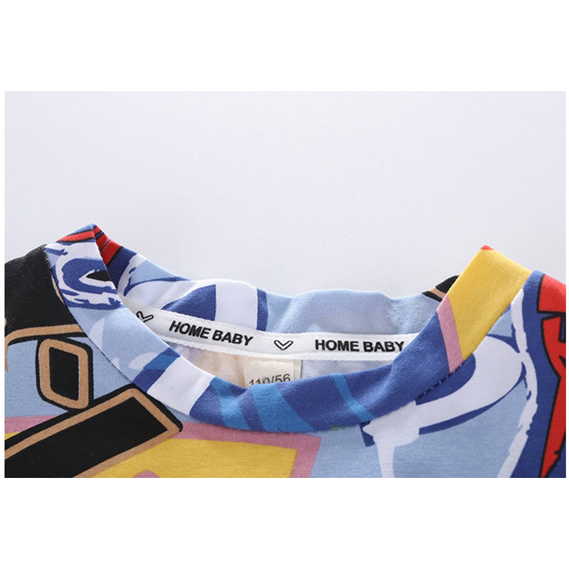 Boys Printed Round Neck T-shirt with Shorts