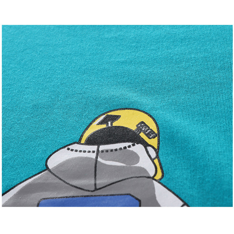 Boys Blue & Black Printed T-shirt with Shorts