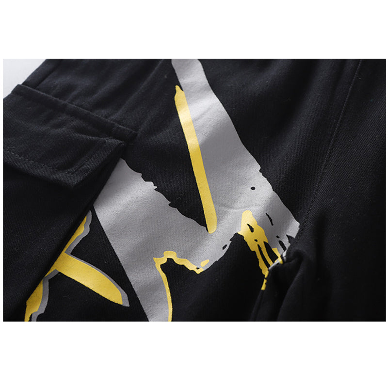 Boys Blue & Black Printed T-shirt with Shorts
