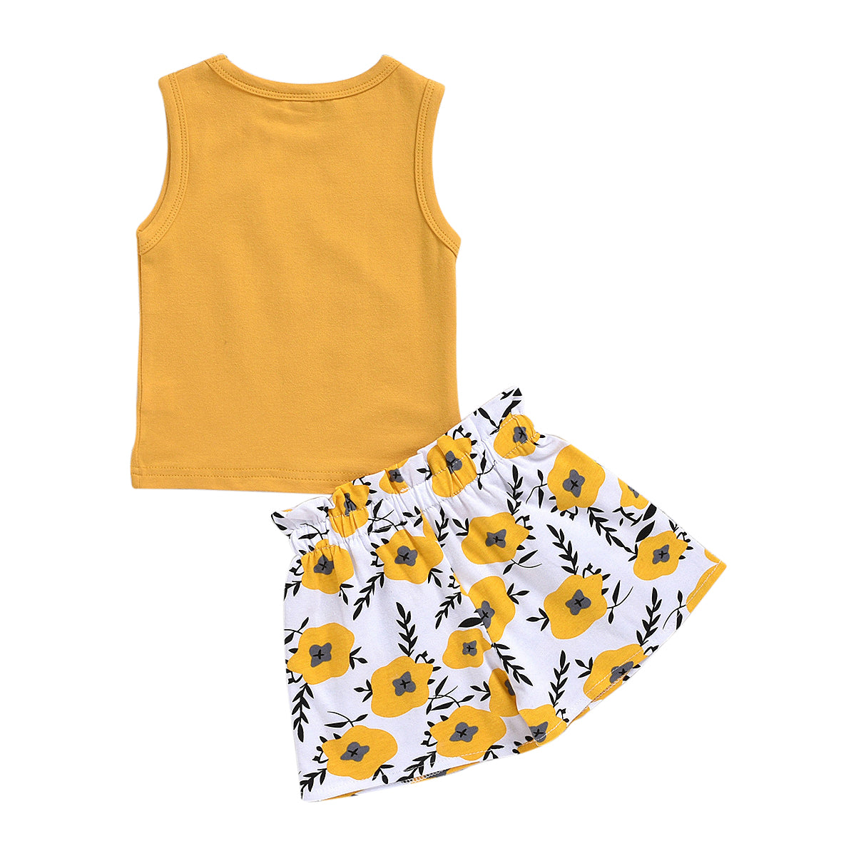 Girls Round Neck Sleeveless Printed Top with Shorts