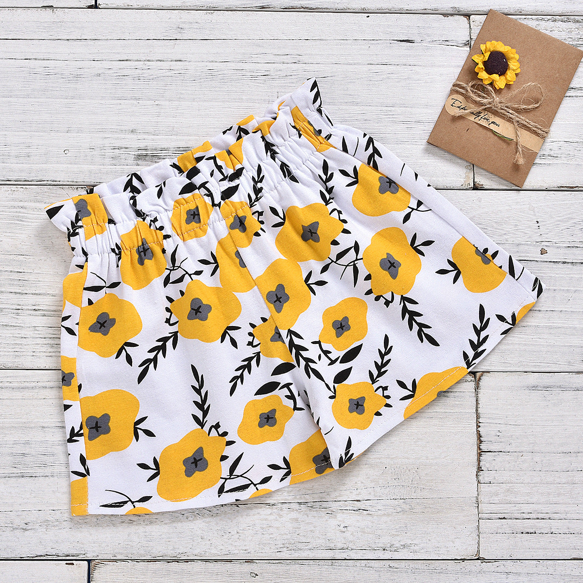 Girls Round Neck Sleeveless Printed Top with Shorts