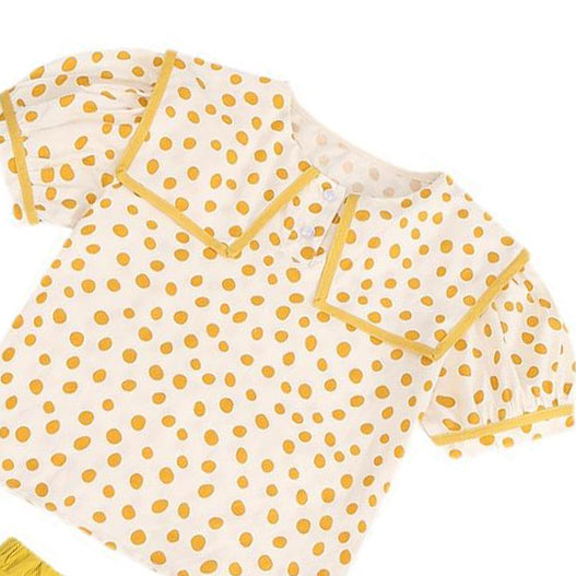 Yellow Girls Printed Top With Shorts