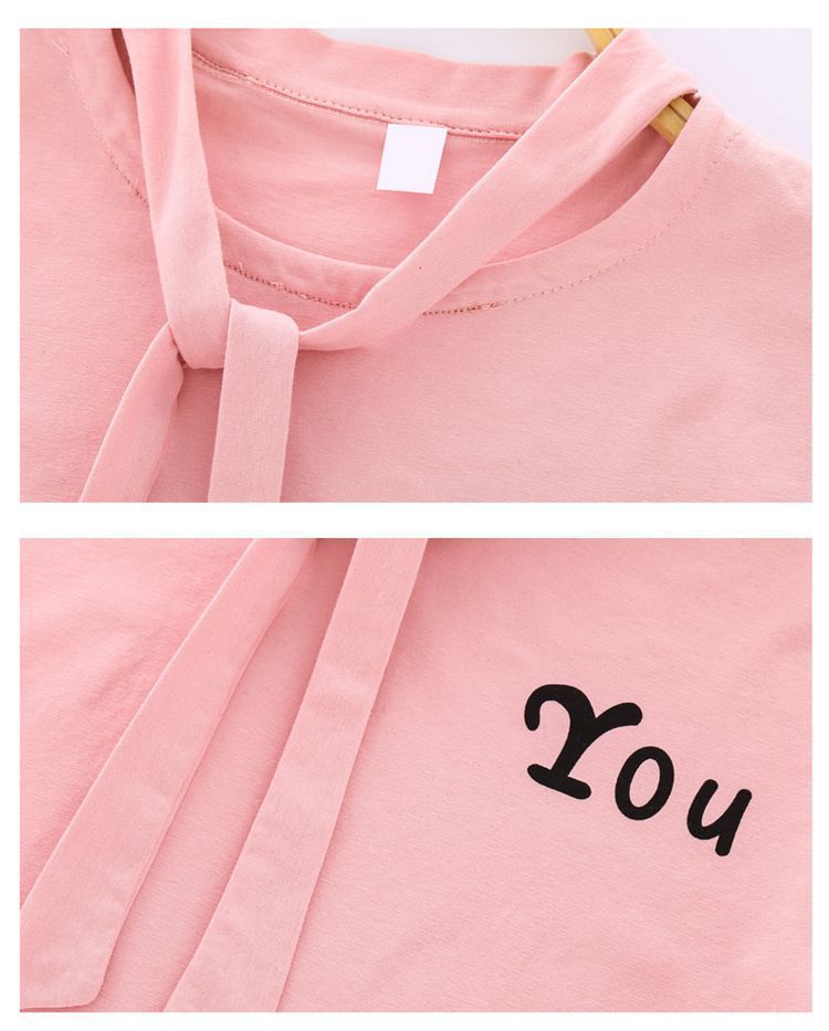 Girls Pink & Beige Striped Round Neck Top with Shorts
