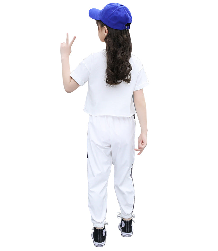 Girls White & Blue Printed Top with Pyjamas