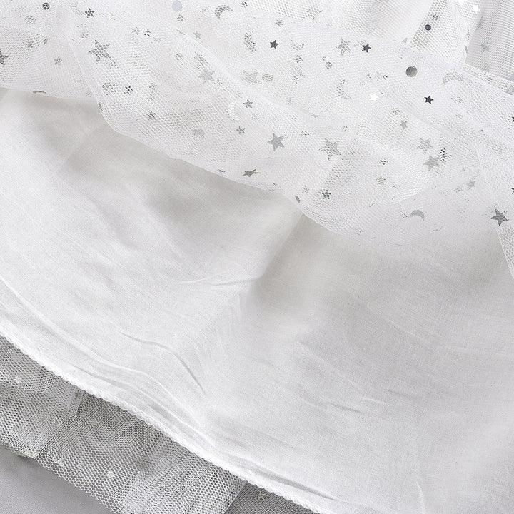 Girls Blue & White Polka Dot Print Pinafore Dress