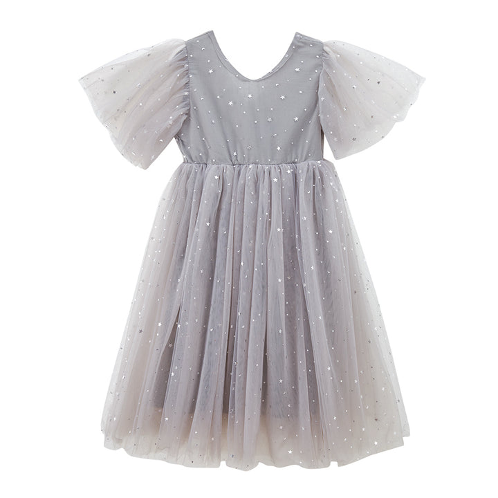 Grey Girls Embellished Flared Sleeve Fit & Flare Dress