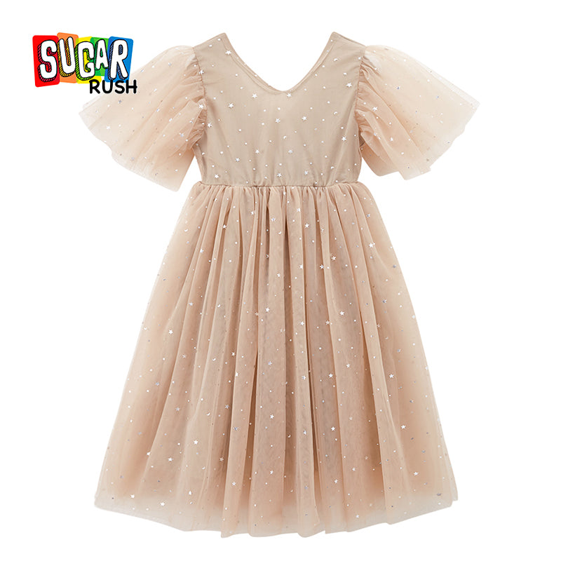 Champagne & moonlight Flared Sleeve Maxi Midi Dress