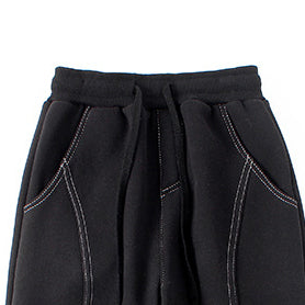 Boys Black Easy Wash Mid-Rise Cotton Joggers