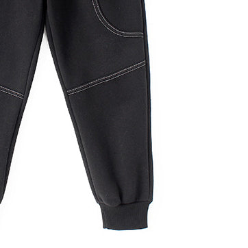 Boys Black Easy Wash Mid-Rise Cotton Joggers