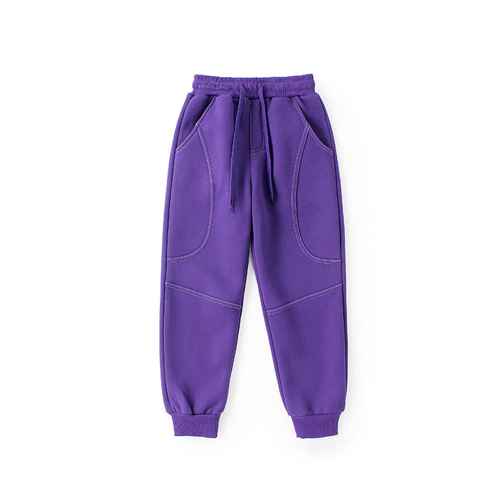 Kids Purple Mid Rise Cotton Joggers