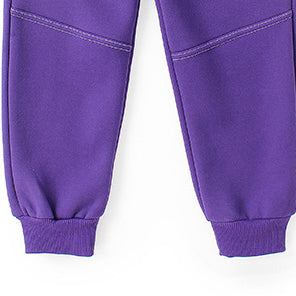 Kids Purple Mid Rise Cotton Joggers
