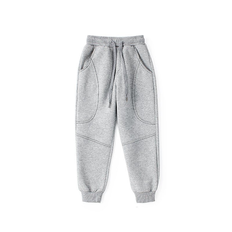Boys Grey Regular Fit Mid-Rise Easy Wash Cotton Joggers