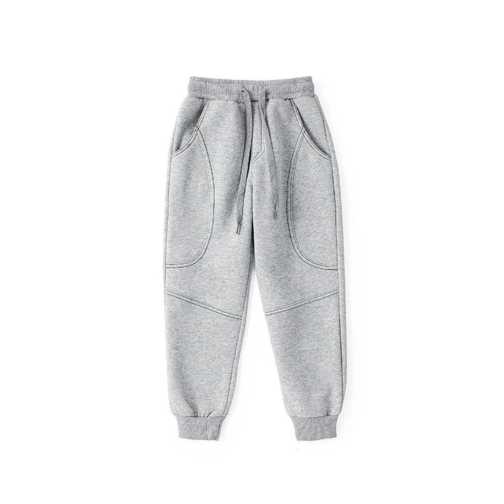 Boys Grey Regular Fit Mid-Rise Easy Wash Cotton Joggers