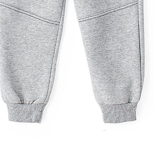 Boys Grey Regular Fit Mid-Rise Easy Wash Cotton Joggers