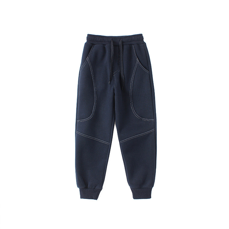Boys Navy Blue Easy Wash Cotton Joggers