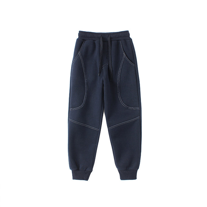 Boys Navy Blue Easy Wash Cotton Joggers