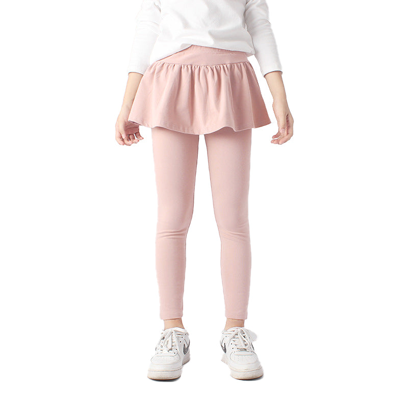 Girls Pink High-Rise Easy Wash Cotton Trousers