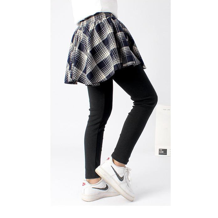 Girls Navy Blue High-Rise Easy Wash Trousers