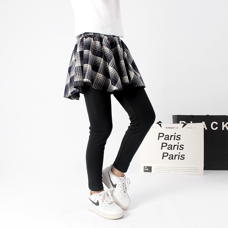Girls Navy Blue High-Rise Easy Wash Trousers