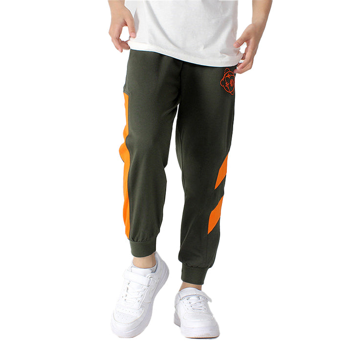 Boys Striped Mid-Rise Cotton Joggers Trousers