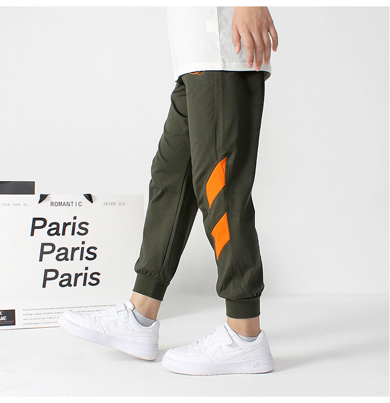 Boys Striped Mid-Rise Cotton Joggers Trousers