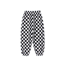 Boys Black & White Checked Easy Wash Trousers