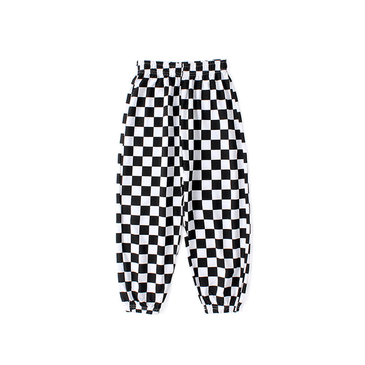 Boys Black & White Checked Easy Wash Trousers