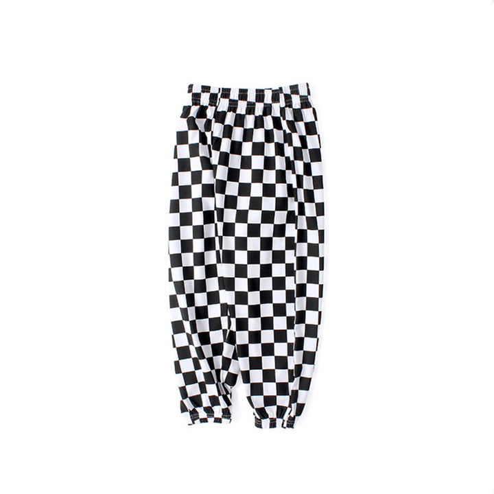 Boys Black & White Checked Easy Wash Trousers