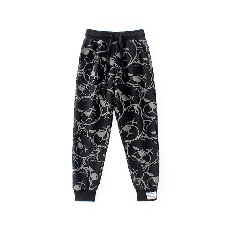 Green Boys Conversational Printed Easy Wash Cotton Jogger