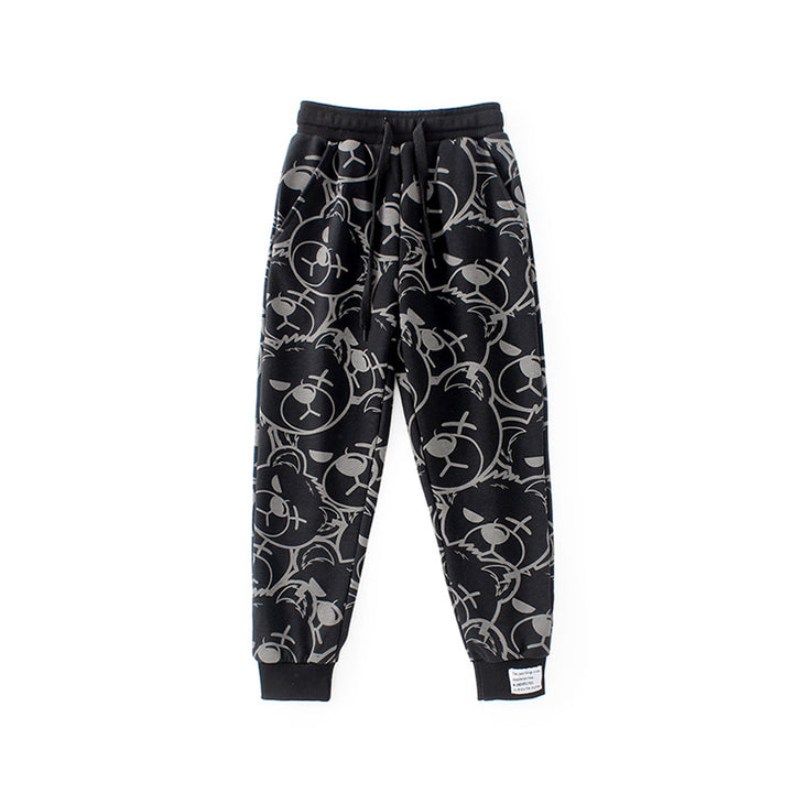 Green Boys Conversational Printed Easy Wash Cotton Jogger