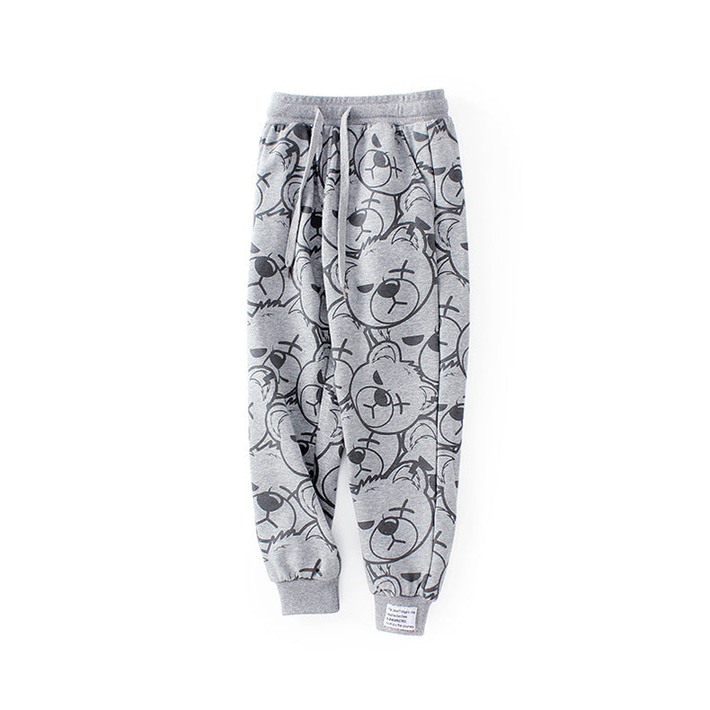 Boys Grey Graphic Printed Cotton Joggers