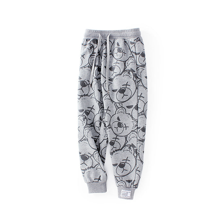 Boys Grey Graphic Printed Cotton Joggers