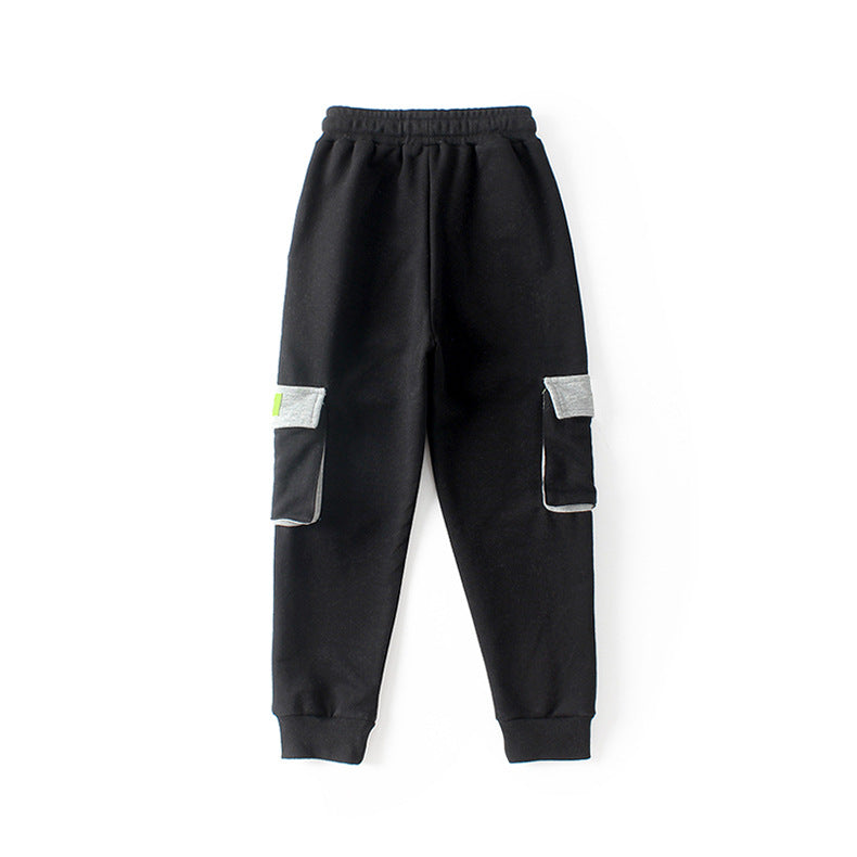 Boys Black High-Rise Easy Wash Joggers