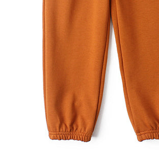 Boys Orange High-Rise Easy Wash Cotton Joggers