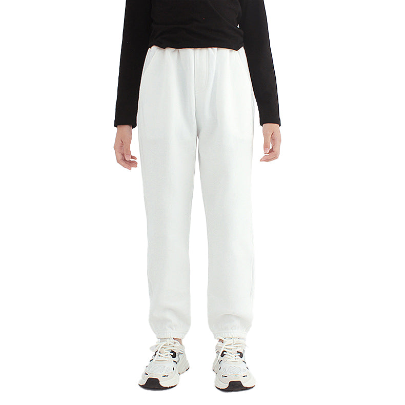 Girls White Mid Rise Joggers