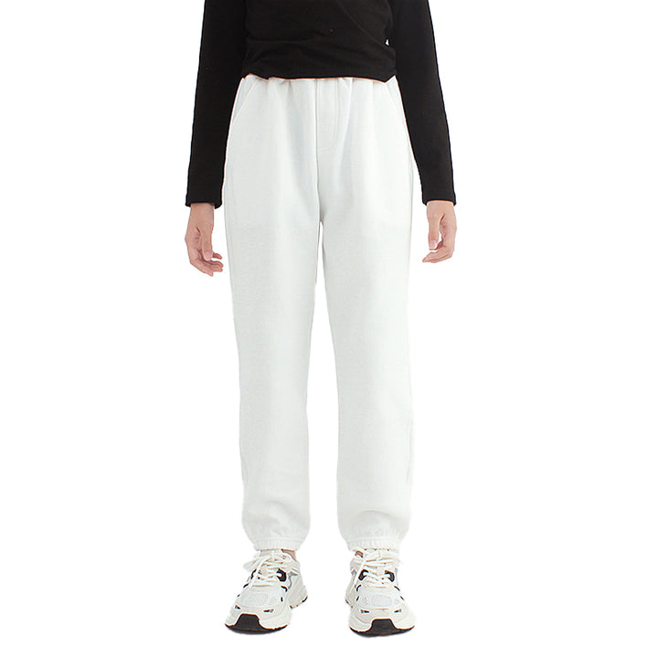 Girls White Mid Rise Joggers