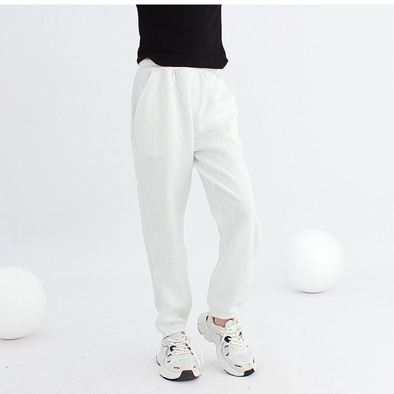 Girls White Mid Rise Joggers