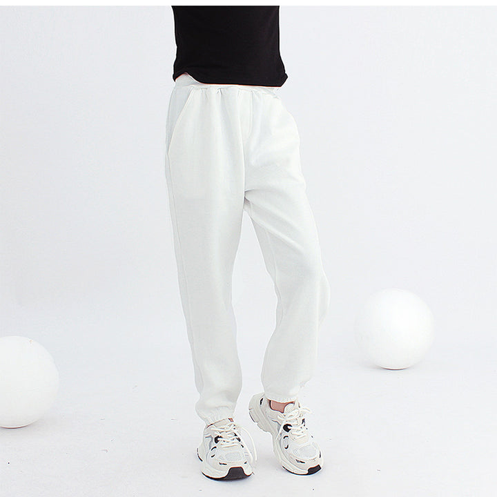 Girls White Mid Rise Joggers