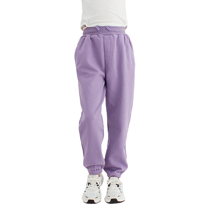 Girls Purple Mid Rise Easy Wash Joggers