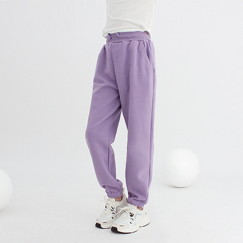 Girls Purple Mid Rise Easy Wash Joggers