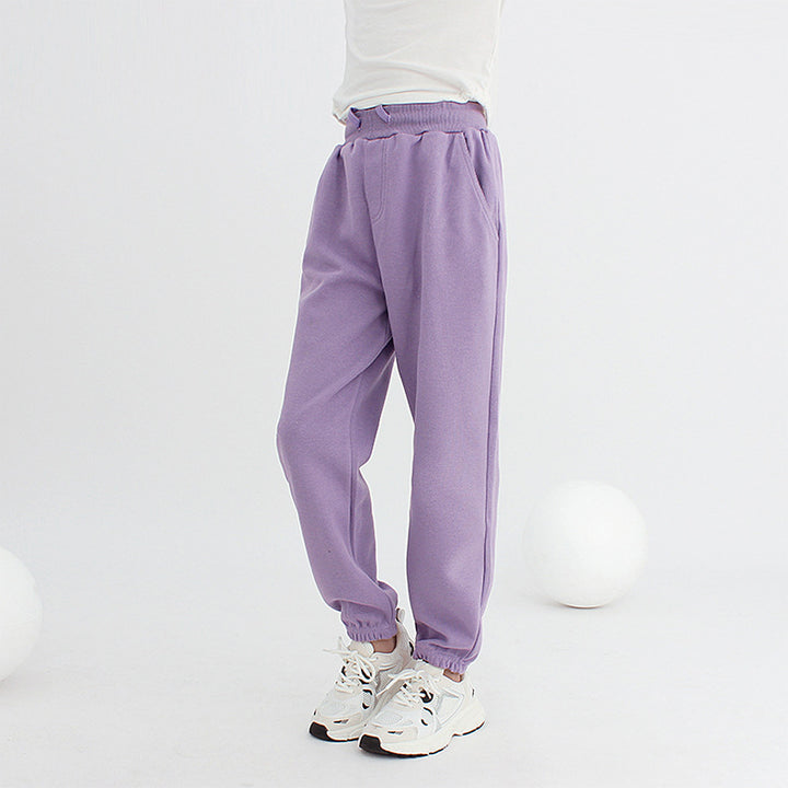 Girls Purple Mid Rise Easy Wash Joggers