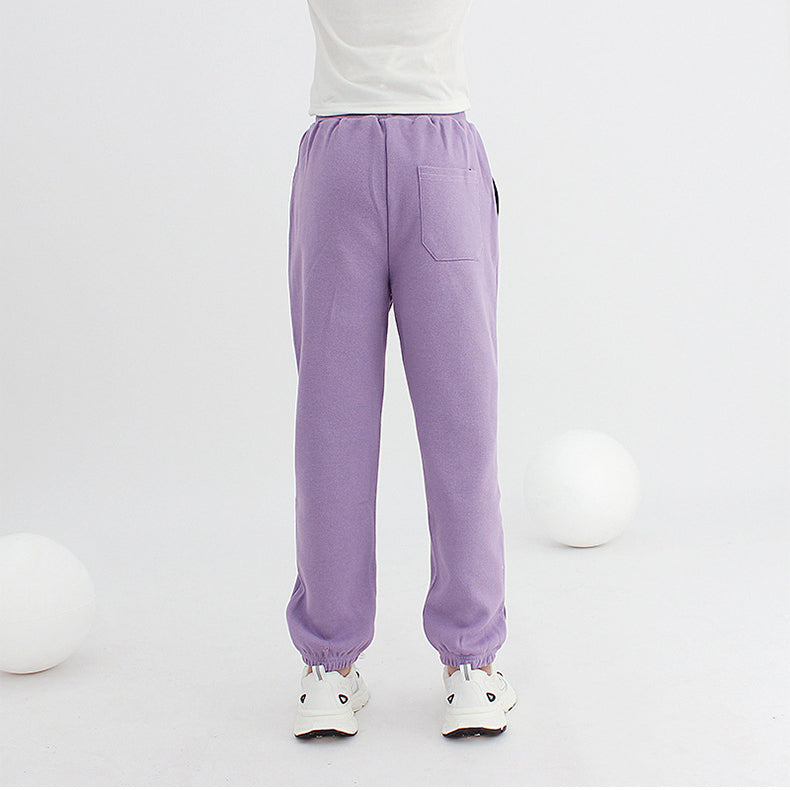 Girls Purple Mid Rise Easy Wash Joggers