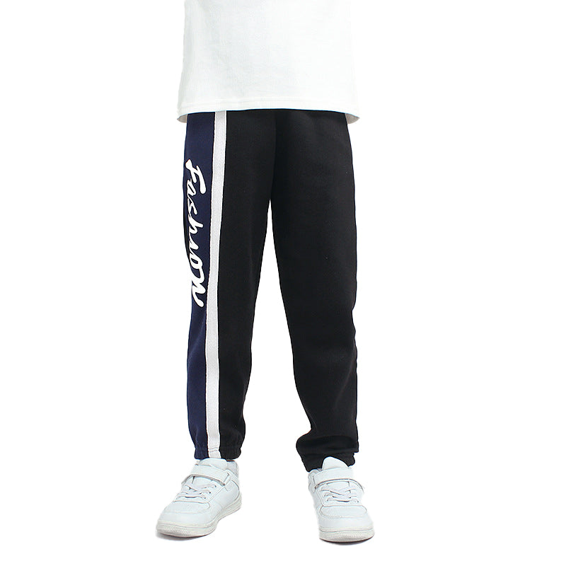 Boys Black Typography Printed Easy Wash Cotton Joggers