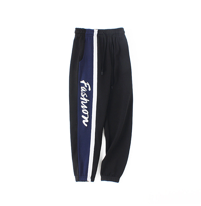 Boys Black Typography Printed Easy Wash Cotton Joggers