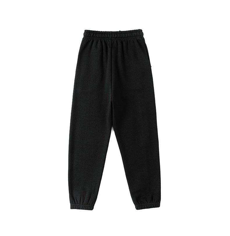 Boys Black Typography Printed Easy Wash Cotton Joggers