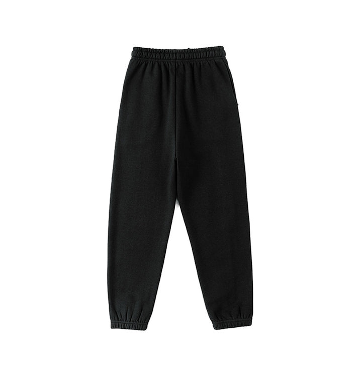 Boys Black Typography Printed Easy Wash Cotton Joggers