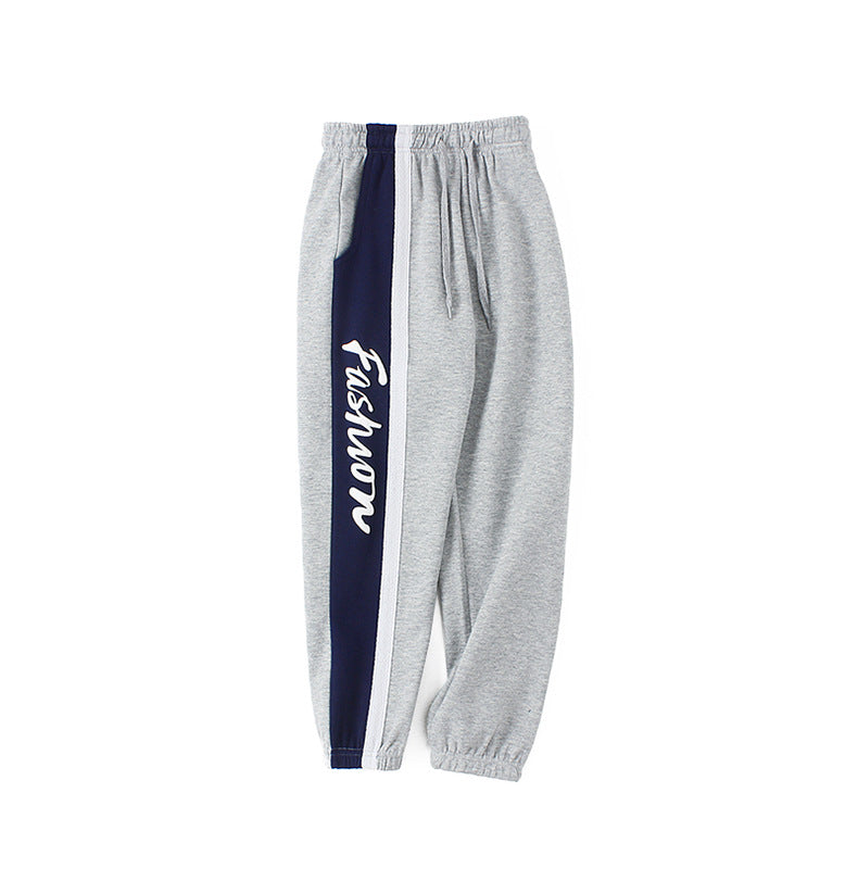 Boys Grey Typography Printed Easy Wash Cotton Joggers