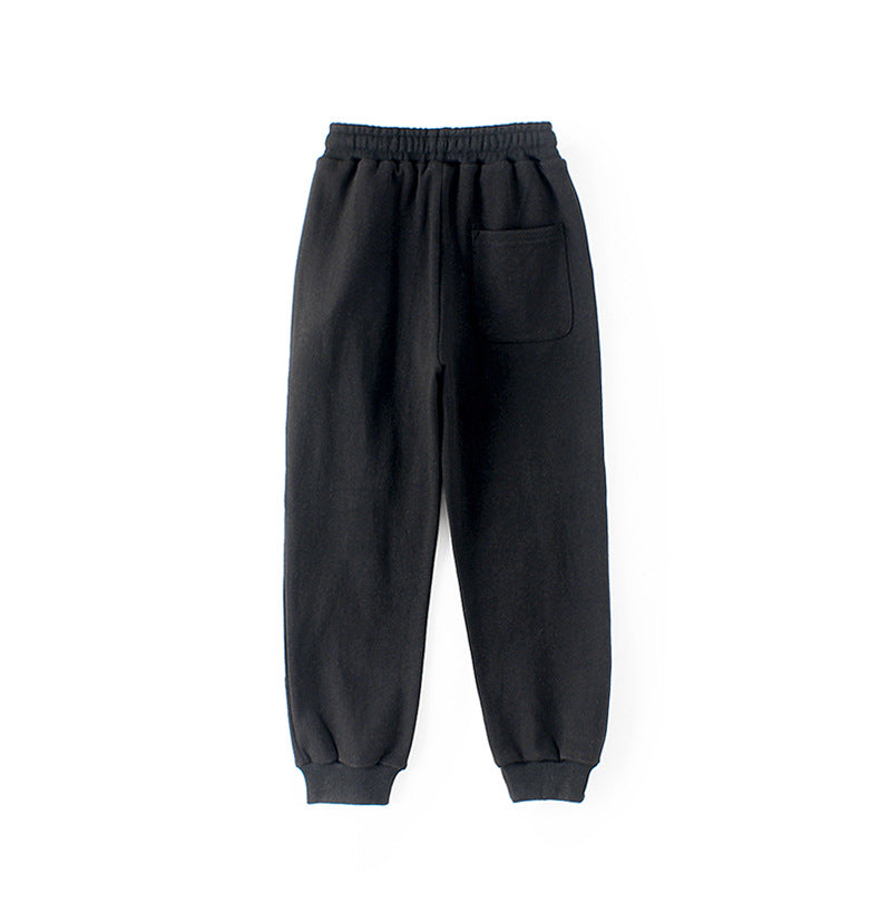 Boys Black Mid-Rise Joggers Trousers
