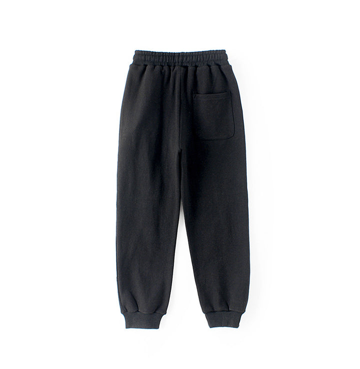 Boys Black Mid-Rise Joggers Trousers