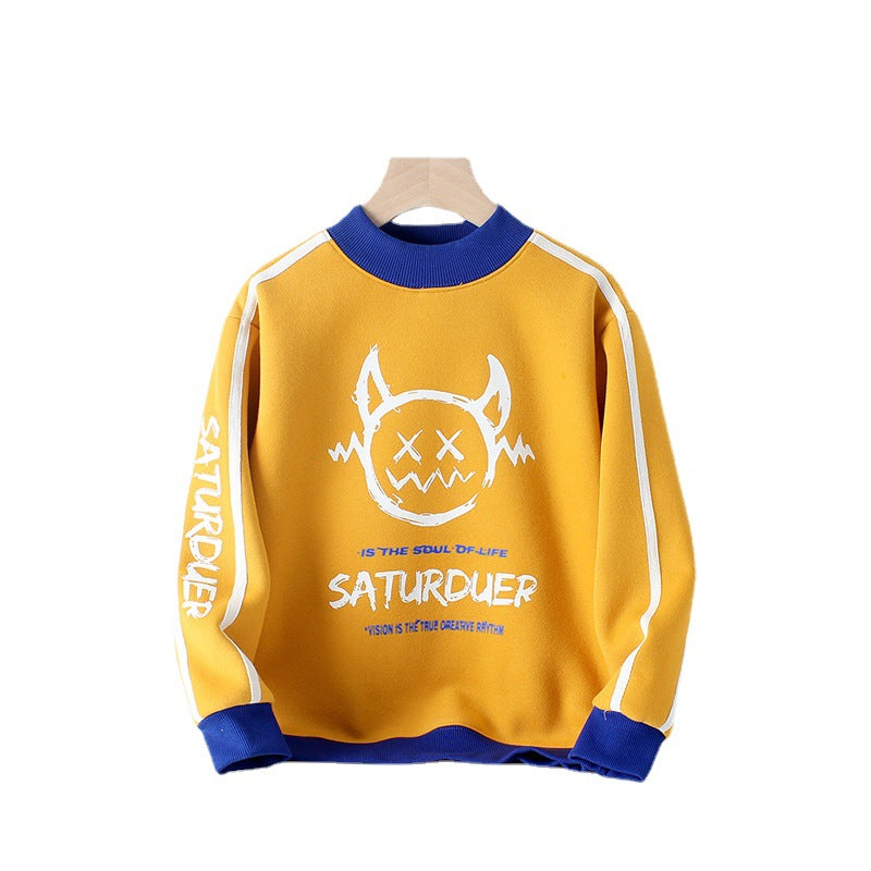 Boys Yellow Typography Printed Cotton Sweatshirt